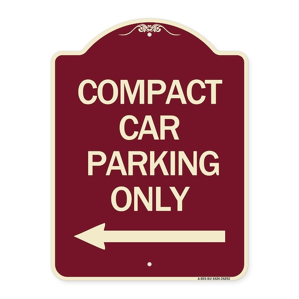 Compact Car Parking W/ Left Arrow Heavy-Gauge Aluminum Architectural Sign, 24" x 18", BU-1824-24252